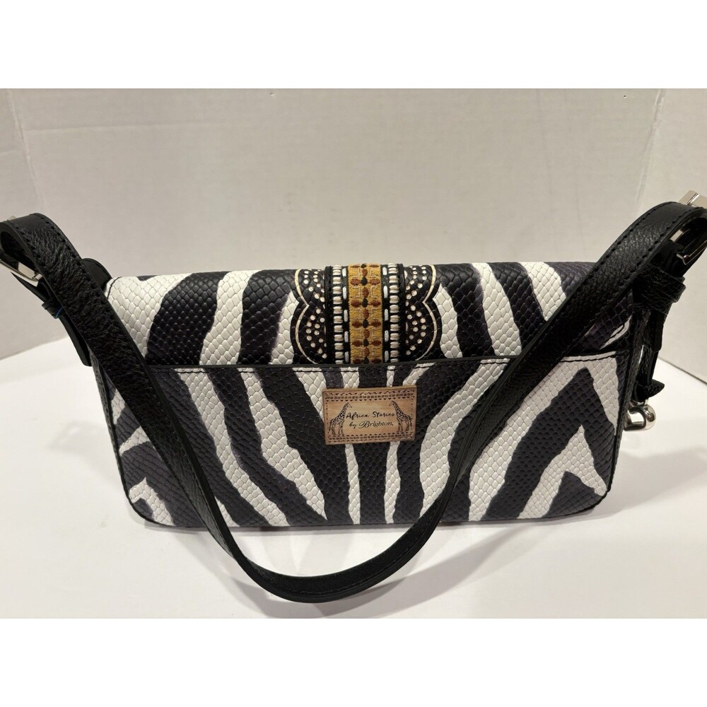 BRIGHTON AFRICA STORIES TARINA ZEBRA PRINT SNAKE EMBOSSED CELL PHONE HANDBAG$295